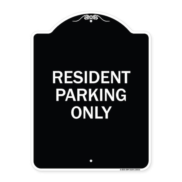 Signmission Reserved Parking Resident Parking Heavy-Gauge Aluminum Architectural Sign, 24" x 18", BW-1824-23036 A-DES-BW-1824-23036 - main